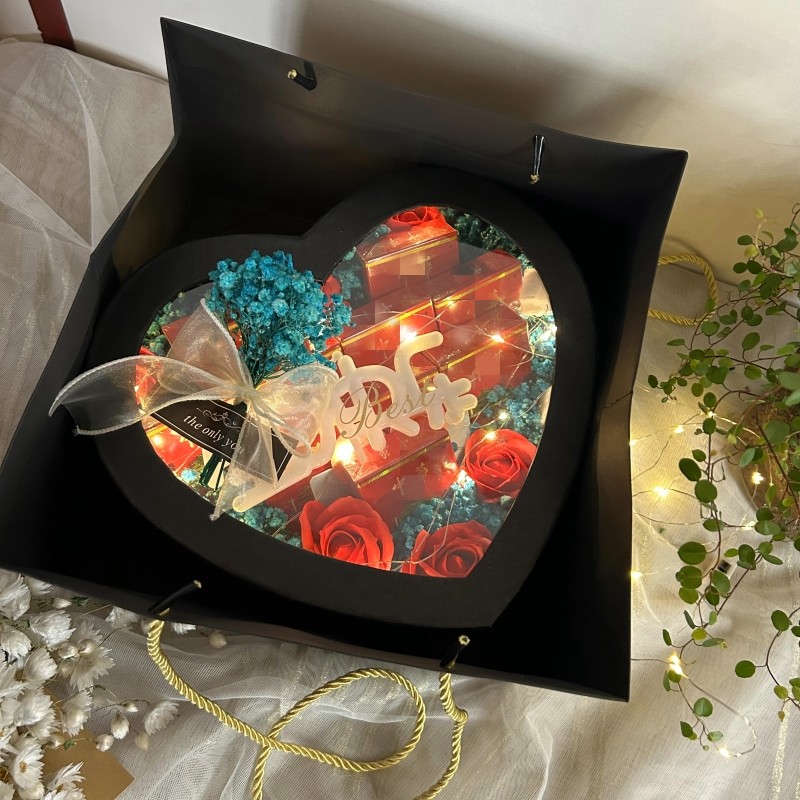 极速情人a节爱心礼盒送男友生日情侣礼盒炫赫门成品花束生日浪漫