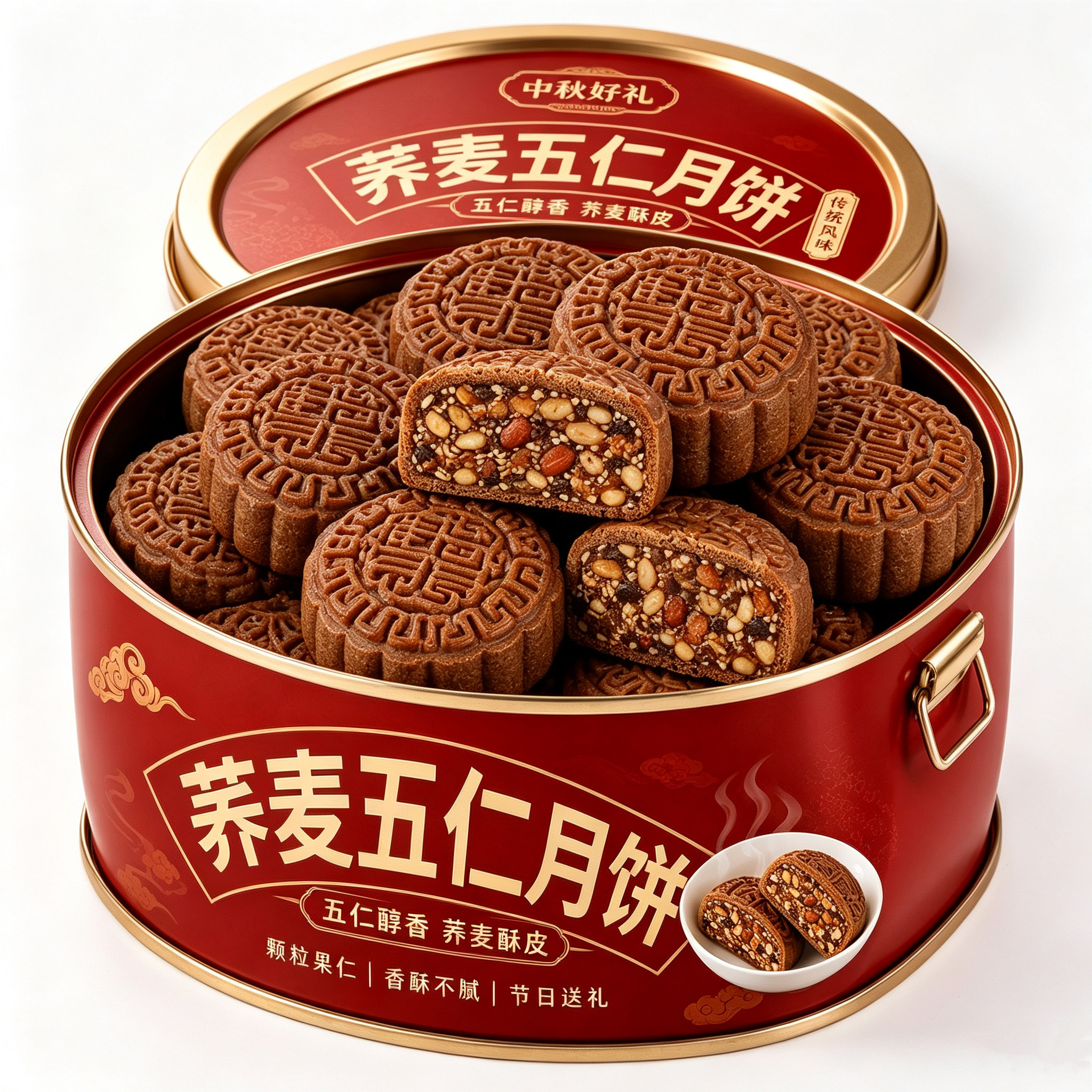 木糖醇荞麦五仁月饼旗舰店正品无糖五仁月饼0蔗糖0添加糖尿人专用图片