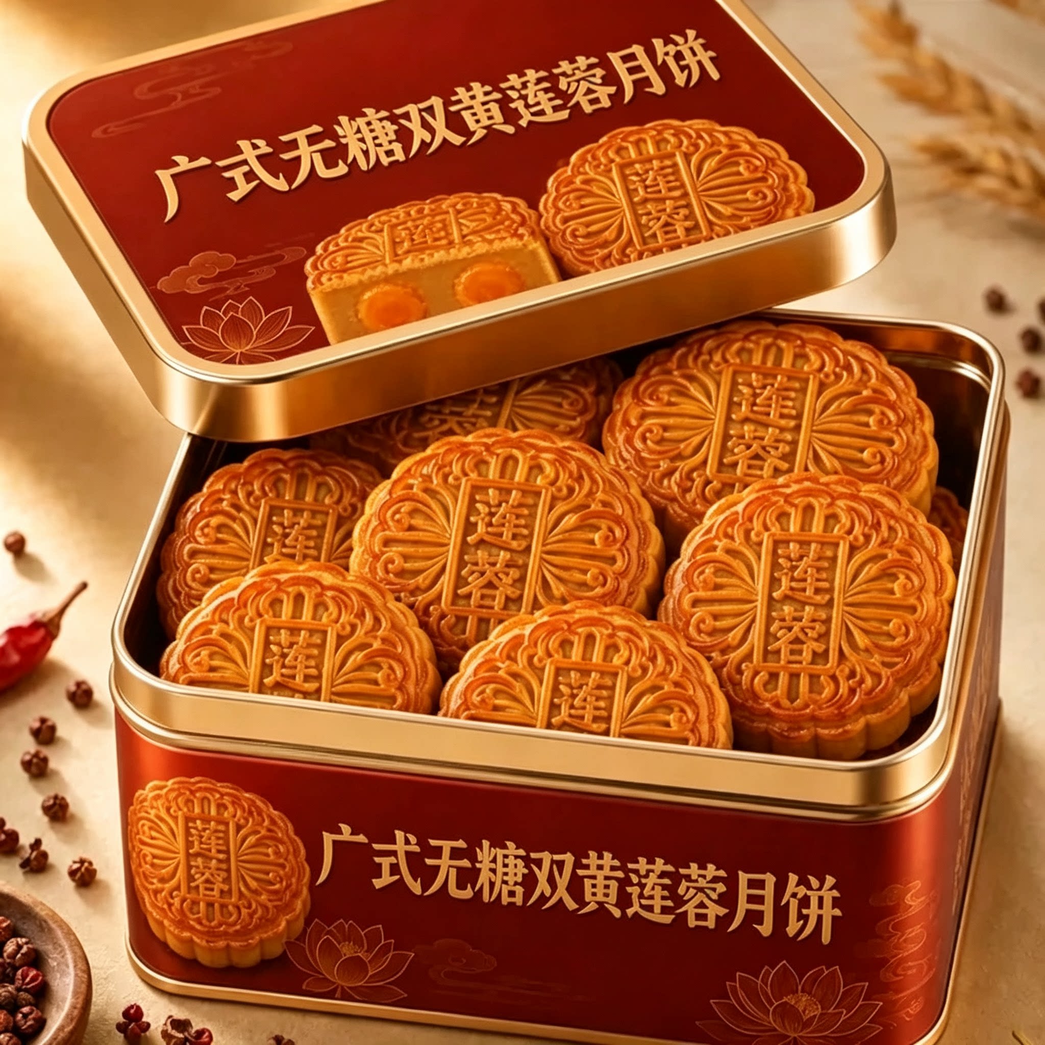 双蛋黄莲蓉月饼中秋正宗广式蛋黄月饼多味官方旗舰店正品无蔗糖