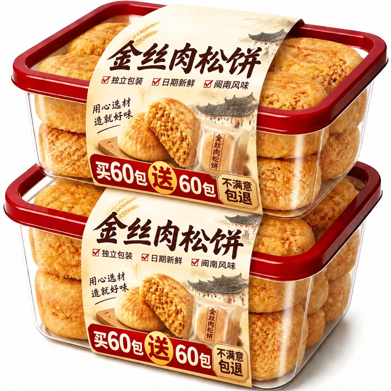 闽南肉松饼零食小吃金丝营养早餐老式糕点学生整箱夜宵特色下午茶
