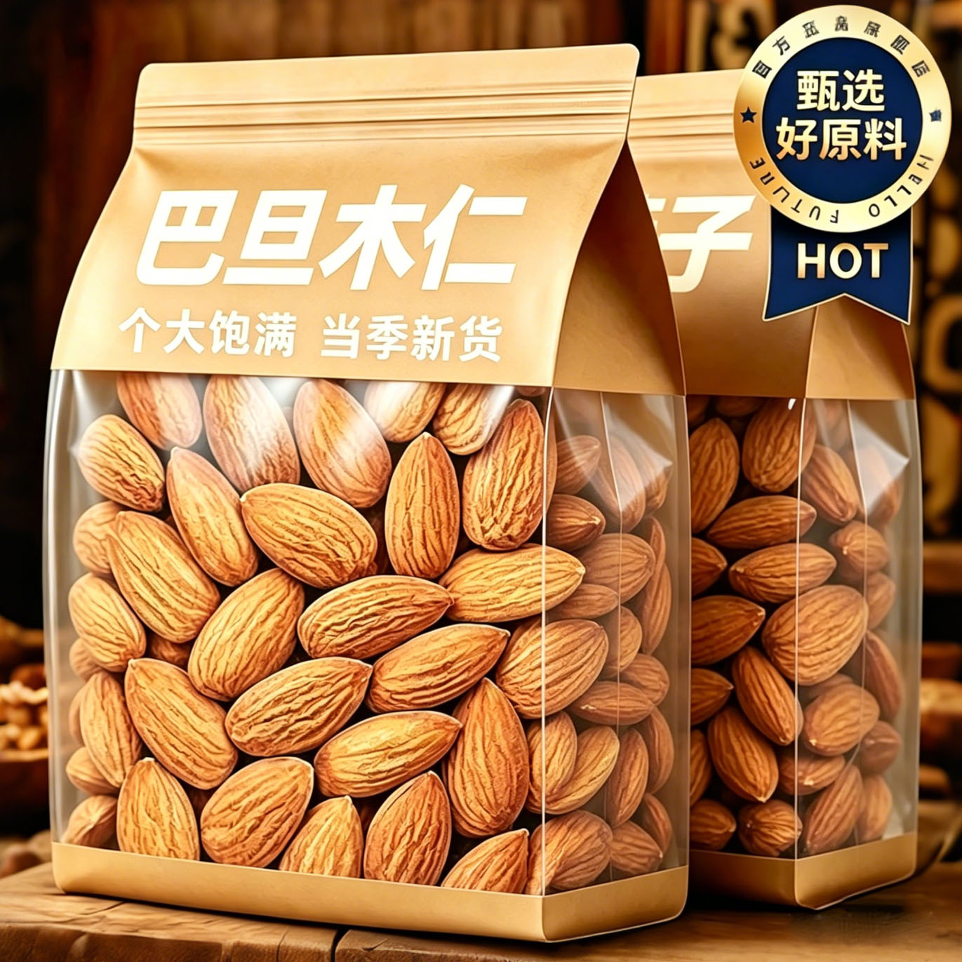新疆特级巴旦木仁原味无添加巴达木果仁干果零食烘焙孕妇专用批发