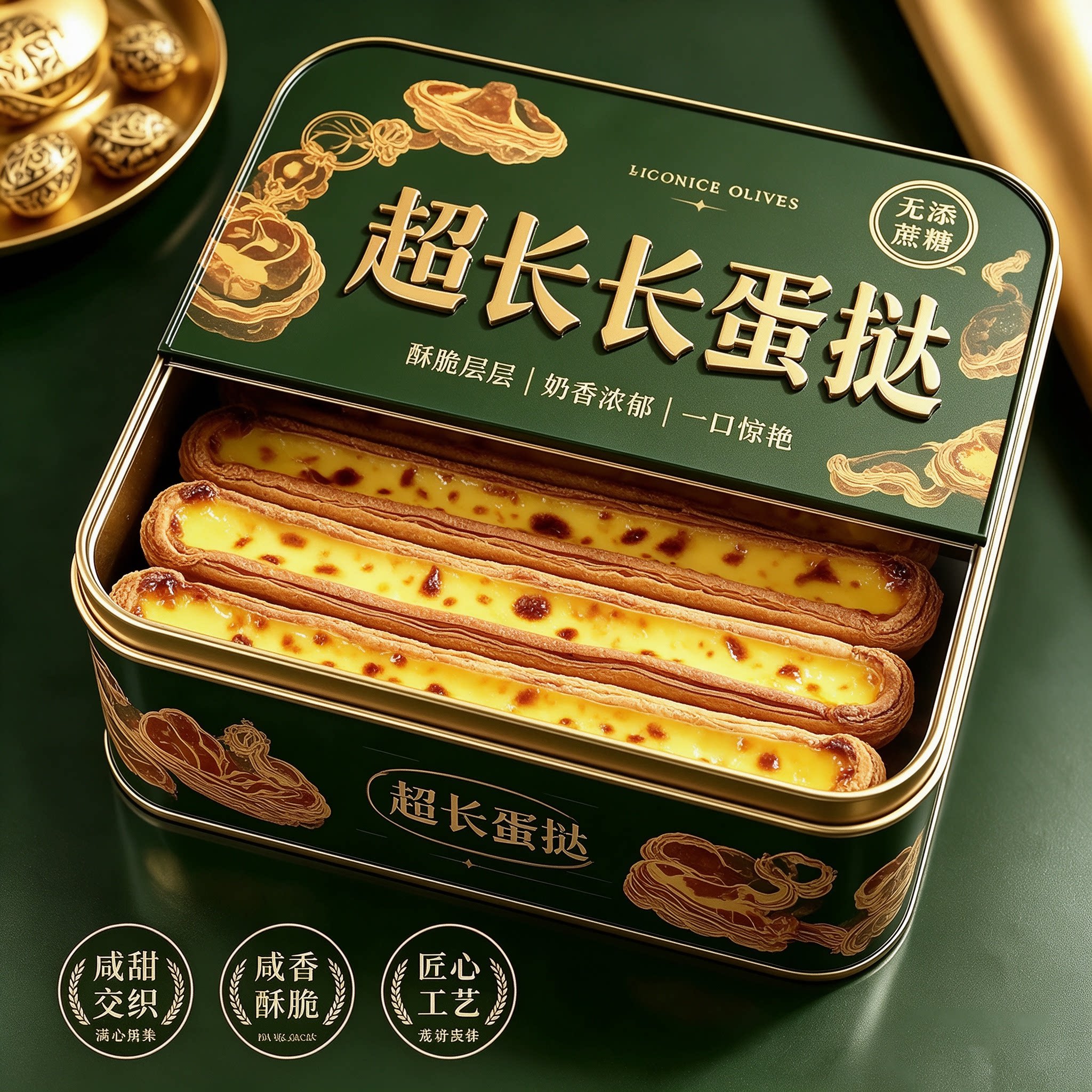 网红超长长条蛋挞法式长条方形蛋挞门店同款热销下午茶爆款蛋挞皮