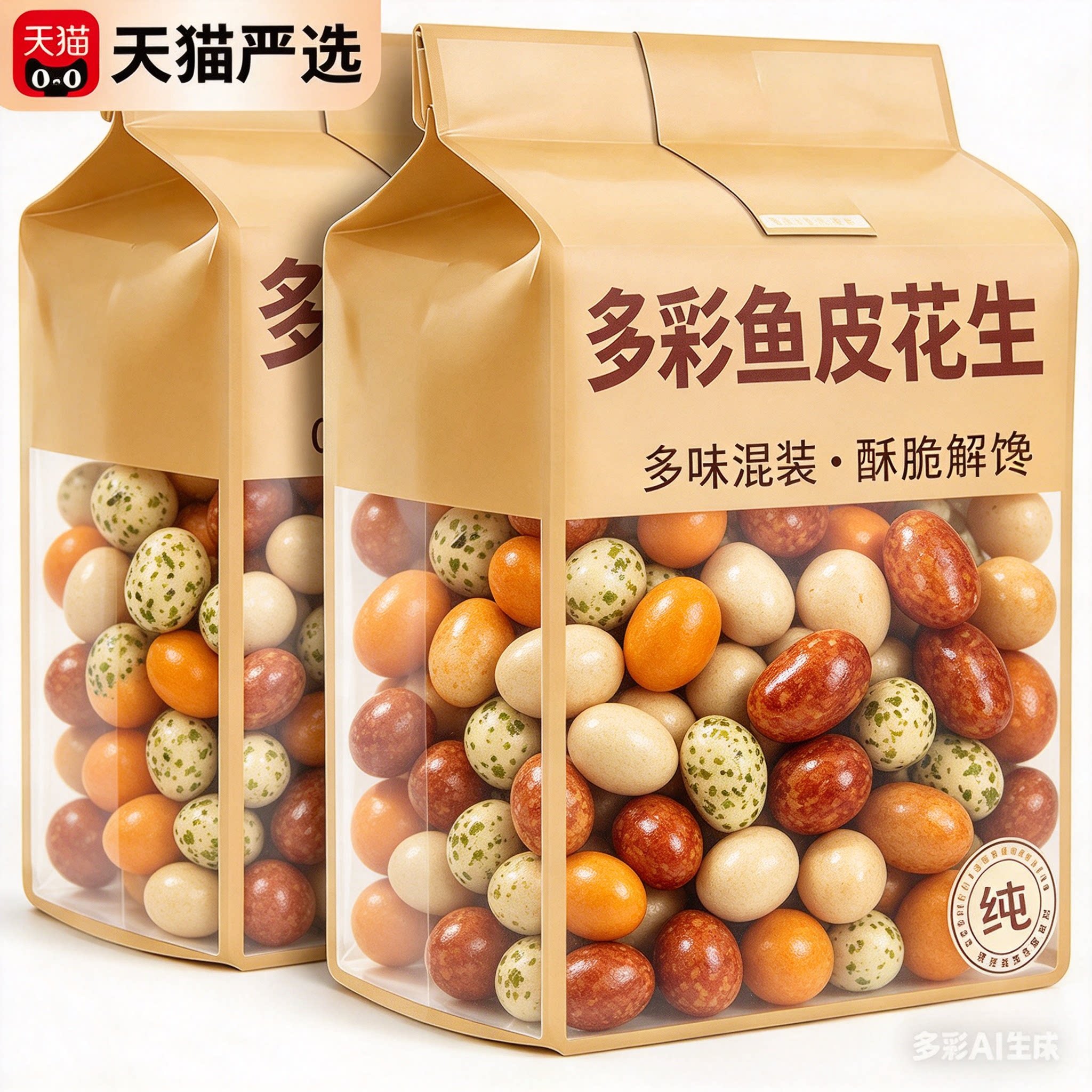 正宗多彩鱼皮花生脆皮花生酥脆多彩豆坚果炒货零食休闲官方旗舰店