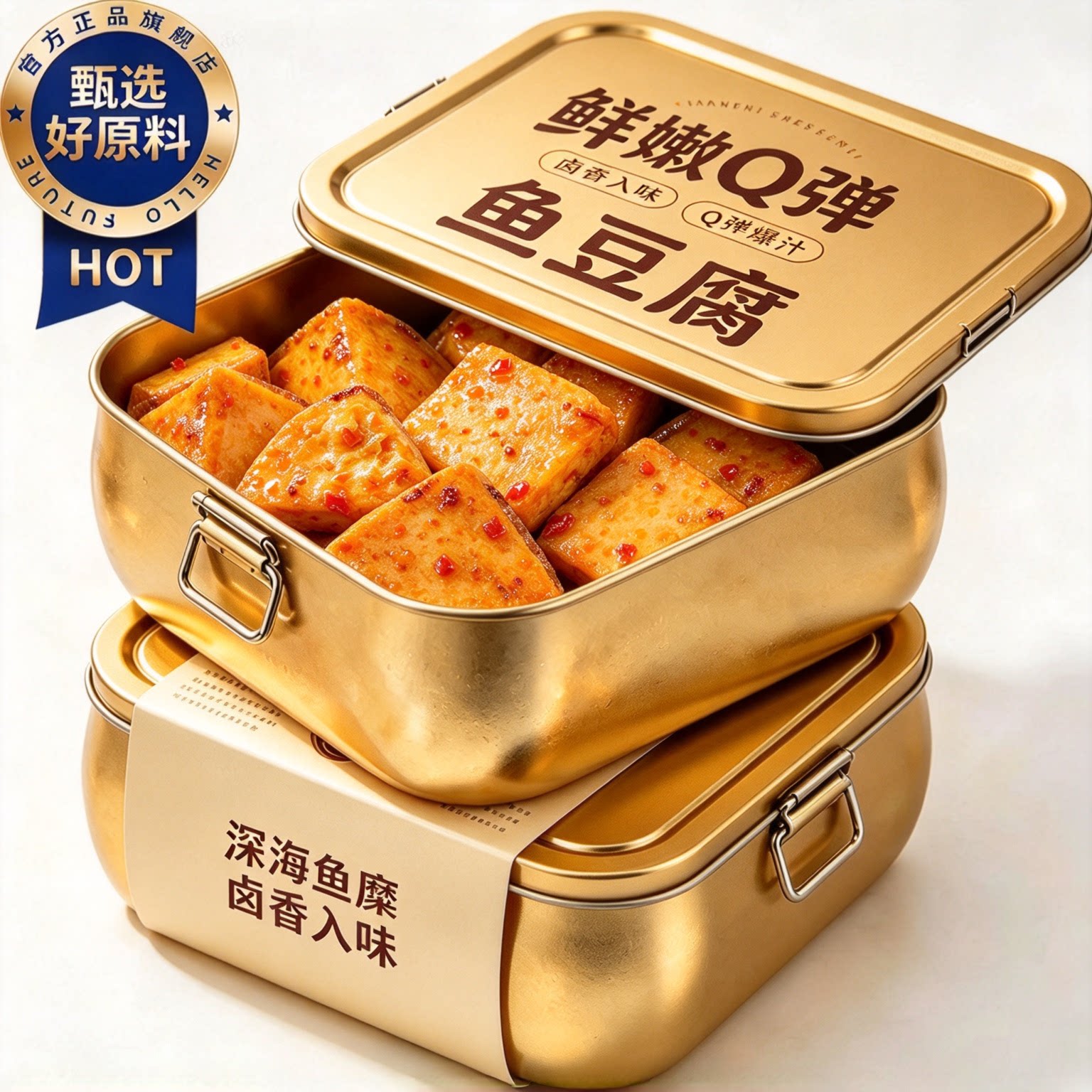 深海鱼豆腐零食鲜嫩Q弹爽滑豆腐干官方旗舰店香辣卤香休闲小吃