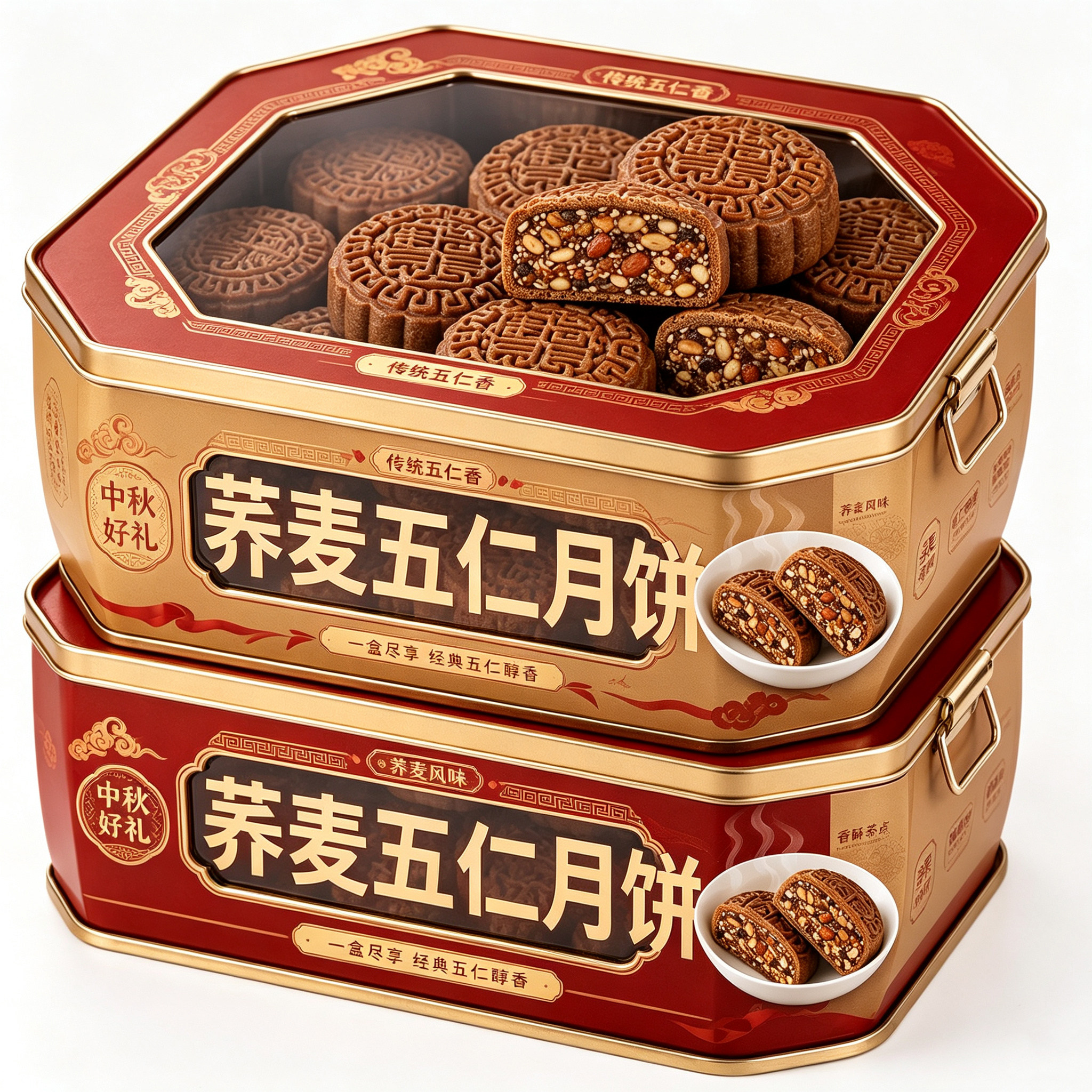 木糖醇荞麦五仁月饼旗舰店正品无糖五仁月饼0蔗糖0添加糖尿人专用图片