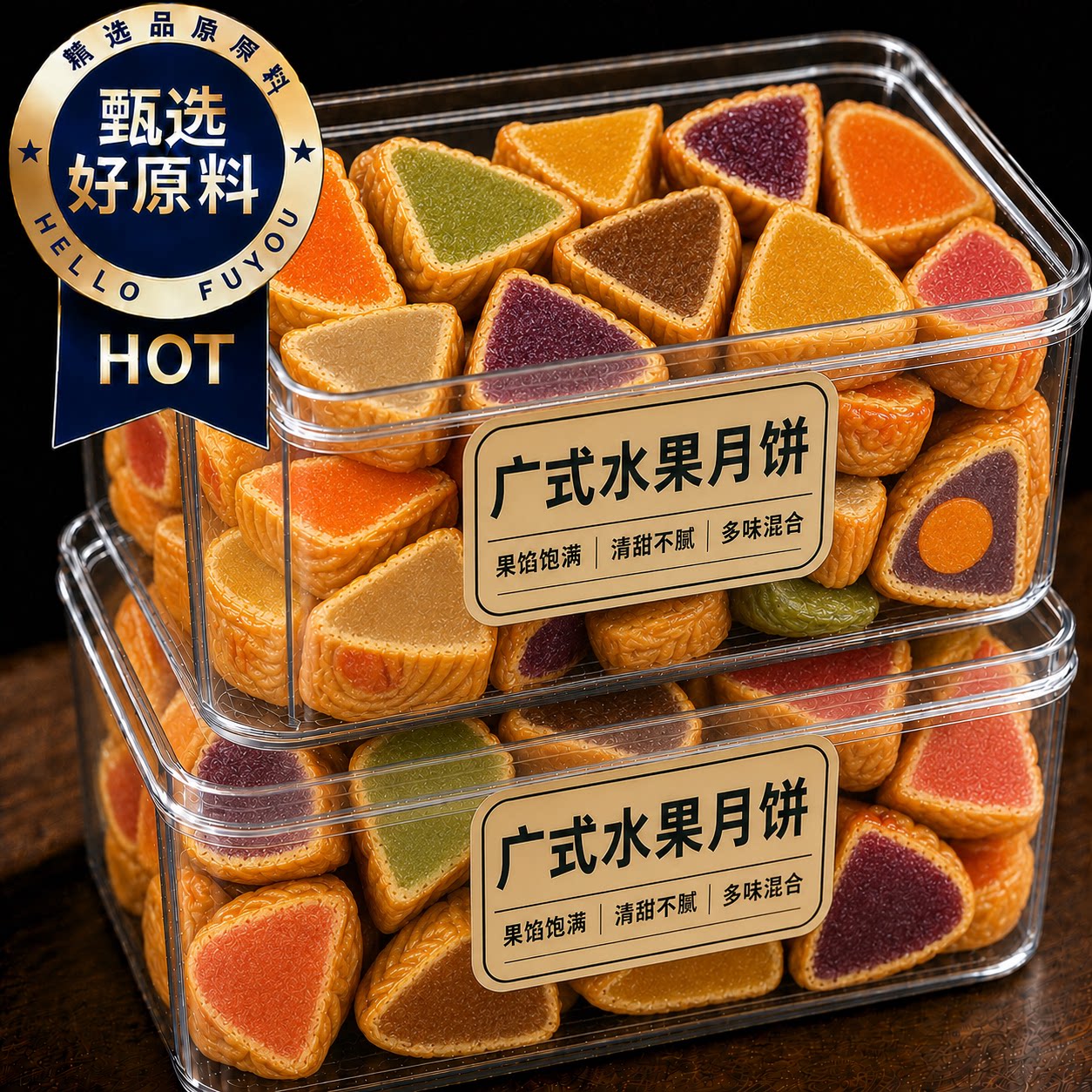 广式水果味月饼独立包装旗舰店正品11种多口味混装小月饼中式糕点