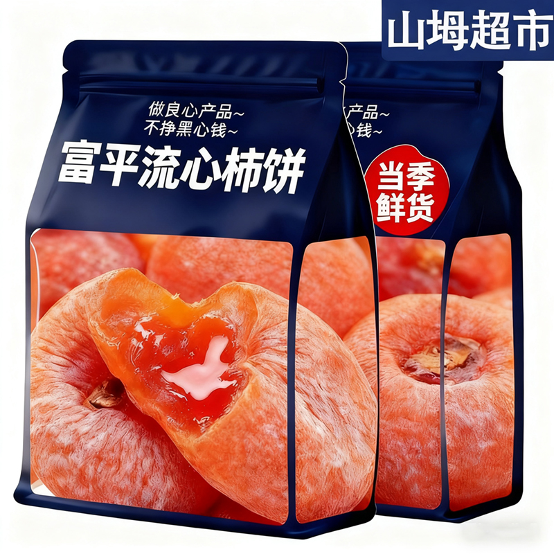 陕西特级富平流心柿饼官方旗舰店正宗独立包装霜降流心吊柿子饼