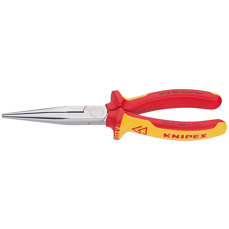 进口德国 凯尼派克knipex 长半圆 1000v绝缘缘尖嘴钳 26 16 200