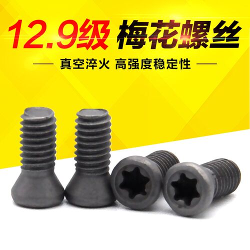 数控加硬12.9级刀杆刀盘螺丝车铣刀片锁紧六角梅花小螺丝钉M2.5 4