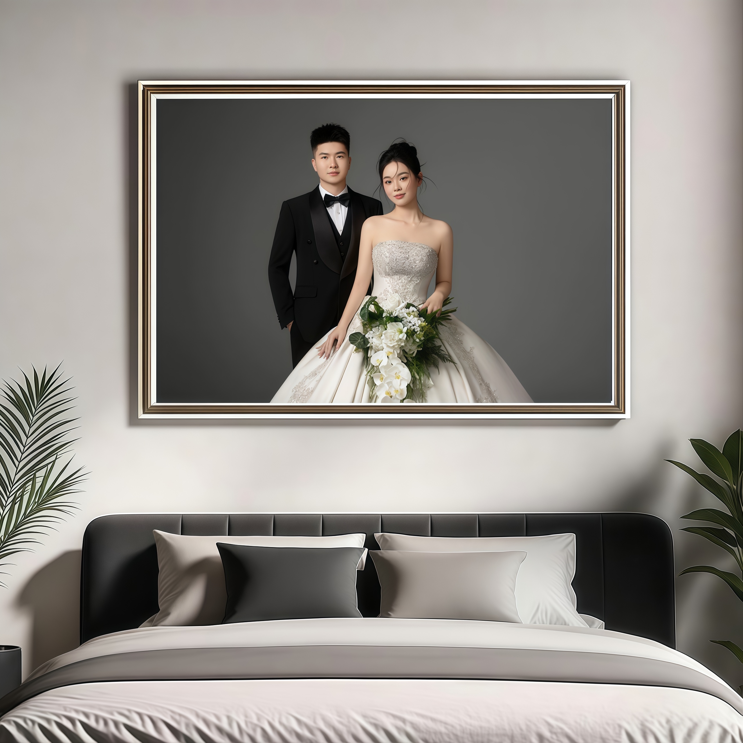 婚紗照相框掛墻定制加洗床頭照片影樓相片臥室全家福相框掛墻打印