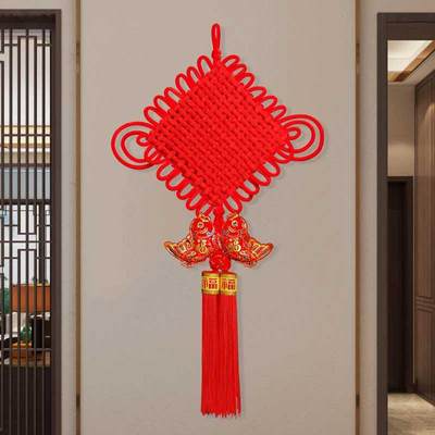 中国结挂件玄关对鱼镇宅招财客厅大号背景墙年年有余过年春节装饰