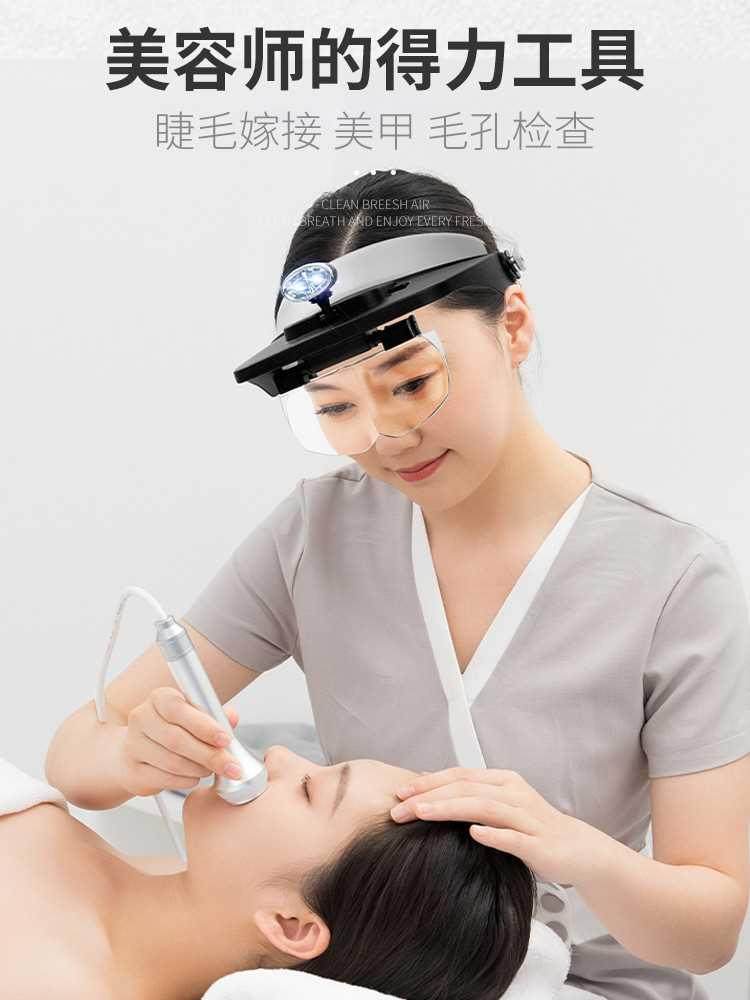 拜斯特头戴放大镜种睫毛美睫师专用带灯放大器挤黑头挑粉刺眼镜