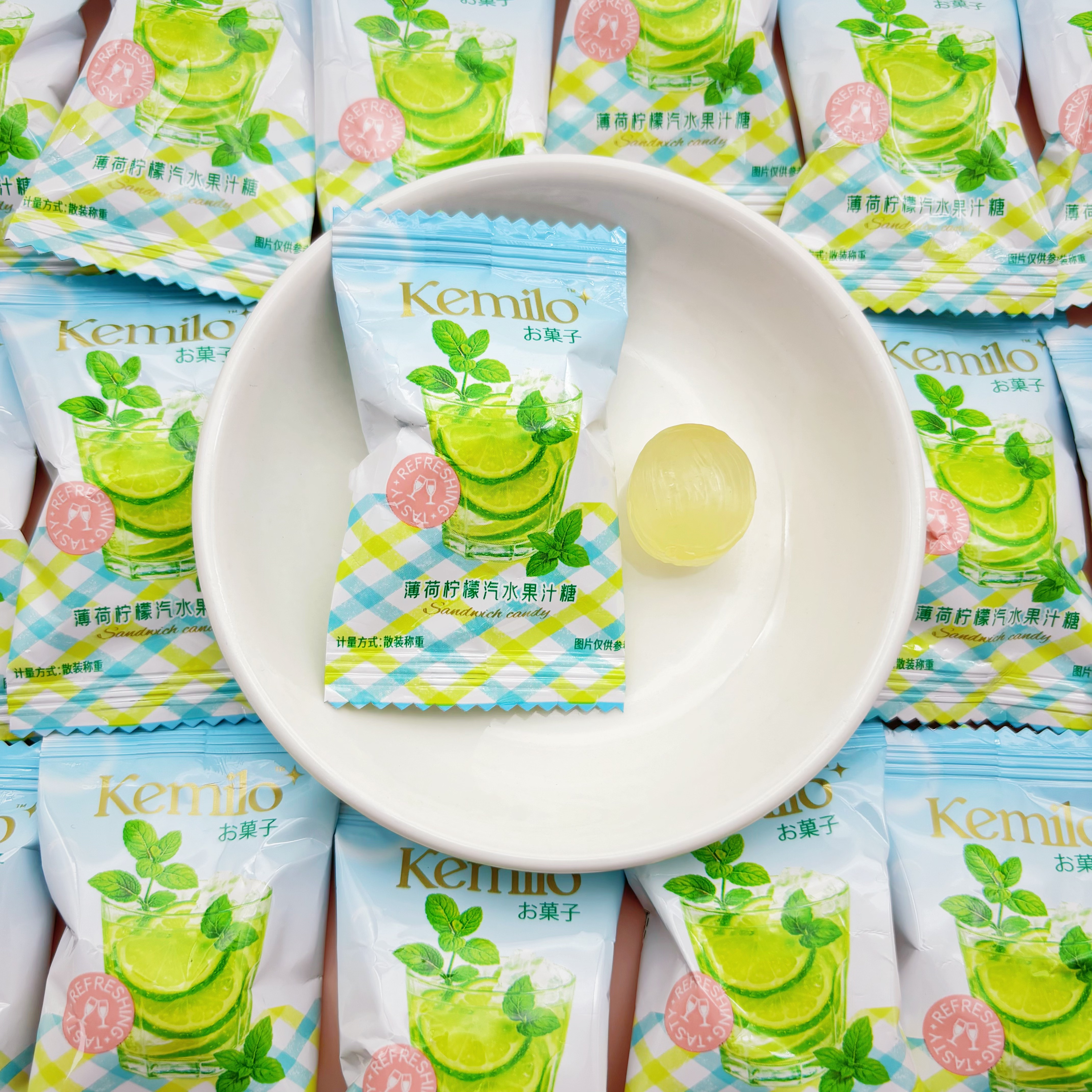 KEMILO薄荷柠檬味汽水果汁糖硬糖结婚喜糖喜事摆盘糖果休闲小零食