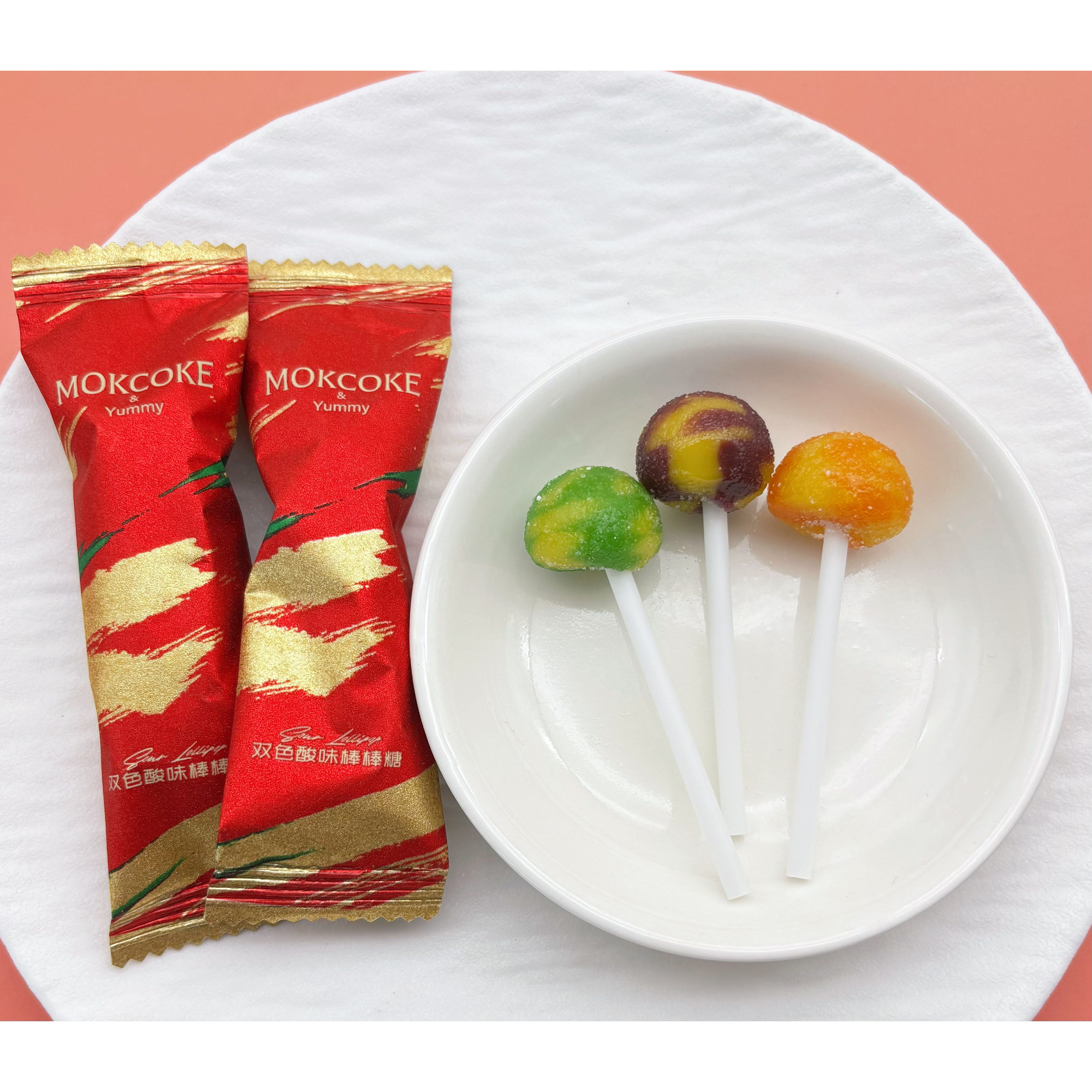 mokcoke莫可卡双色酸奶味棒棒糖散装500g高颜值喜糖休闲零食糖果