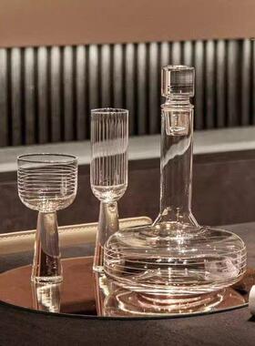 简约现代轻奢样板间客厅茶几玻璃酒具酒杯托盘组合摆件软装饰品