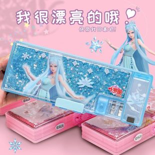 正版 锁公主孩小学生笔盒 沙流铅笔盒文具盒女新款 叶罗丽多功能密码