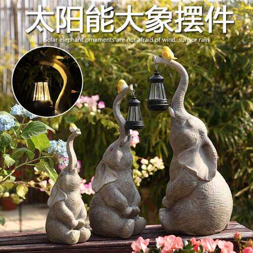 跨境大象摆件氛围灯太阳能挂灯户外防水草坪庭院花园民宿造景装饰