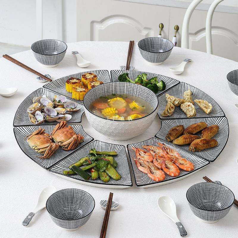 轻奢团圆餐具拼盘组合家用菜盘子年夜饭过年聚餐碗碟套装