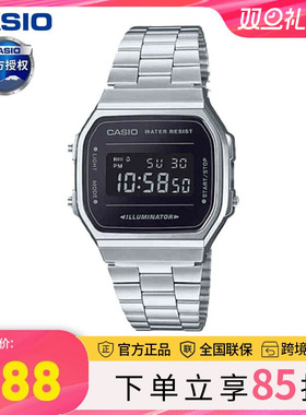 casio卡西欧手表男小银表2025新款小方块学生女款电子表A168WEM-1