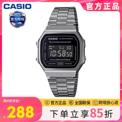 casio卡西欧手表男小银表2025新款小方块学生女款电子表A168WGG-1