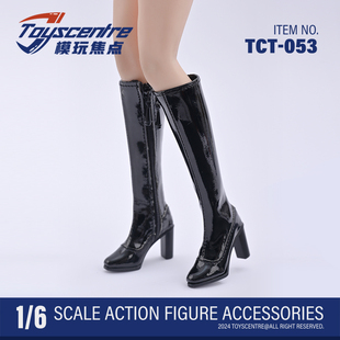 1/6女兵人中筒靴黑色靴子女高跟鞋 12寸可动人偶模型配件 TCT-053