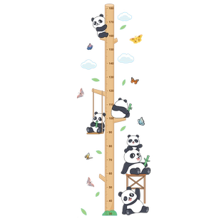 可爱熊猫身高墙贴新款儿童房幼儿园布置精准测量身高墙贴测量尺