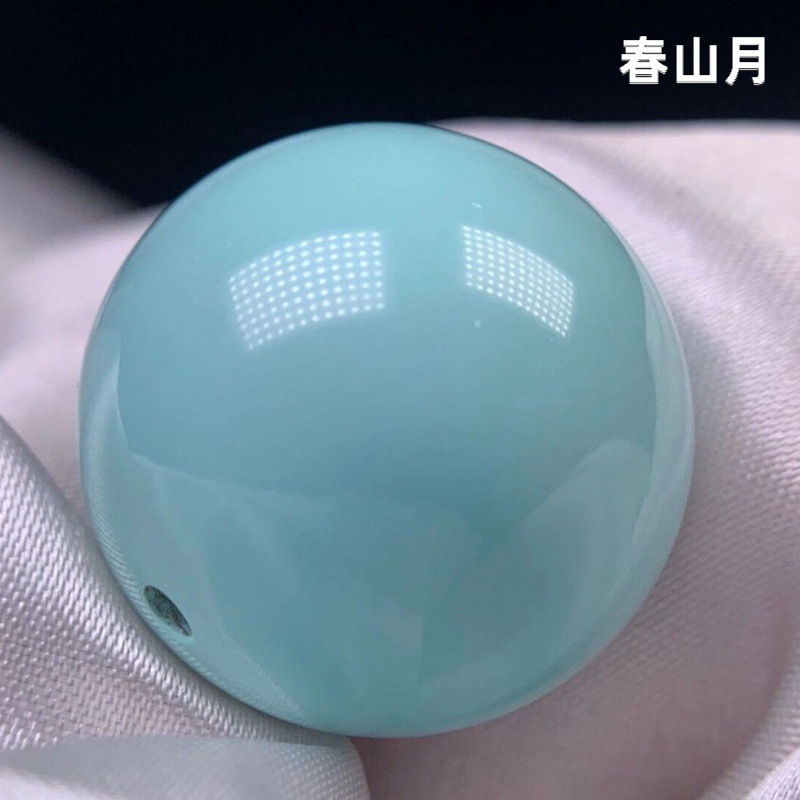 原矿湖北绿松石散珠单珠天v真然配珠高瓷圆珠多宝配V饰手串单颗串