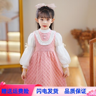 裙子 女童公主裙两件套秋冬款 2023小童洋I派洋装 甜美韩版 加绒套装