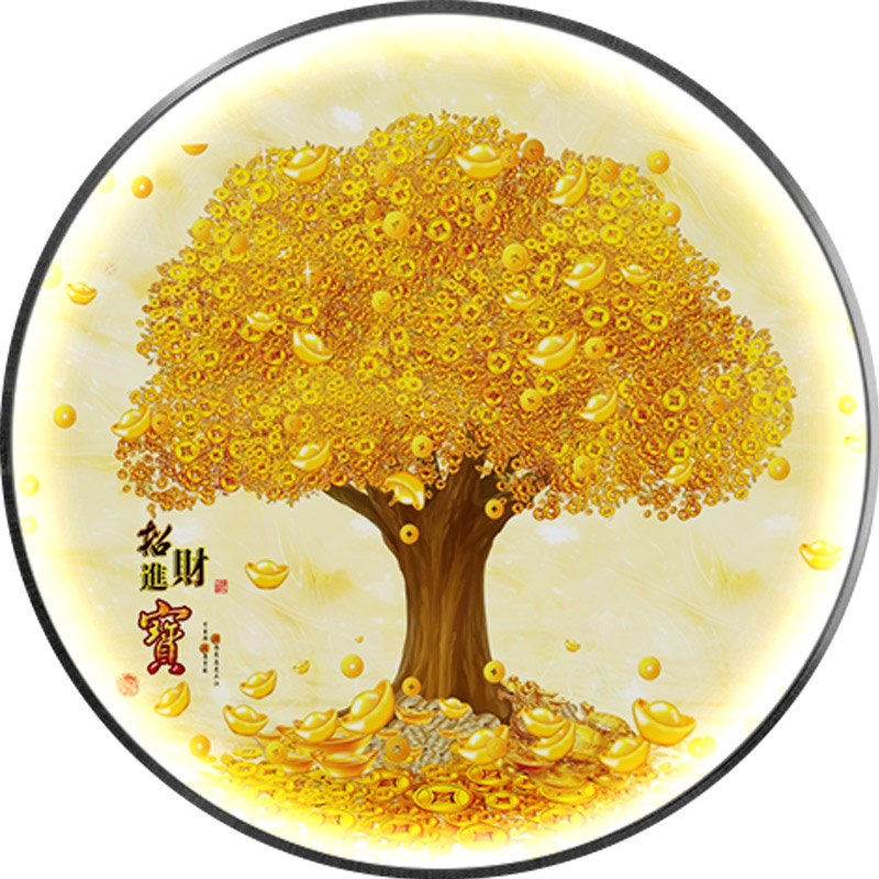 招财进宝走廊玄关装饰画发财w树现代进门墙面发光挂画过道壁画轻图片