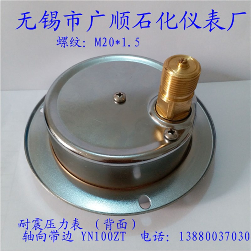 无锡市广顺石化仪表厂YN100ZTB耐震压力表 M20*1.5轴向带边