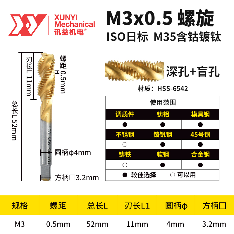 m3机用丝锥丝攻4厘功牙丝m20平头m5开牙器涂层含钴镀钛m6攻丝8mm