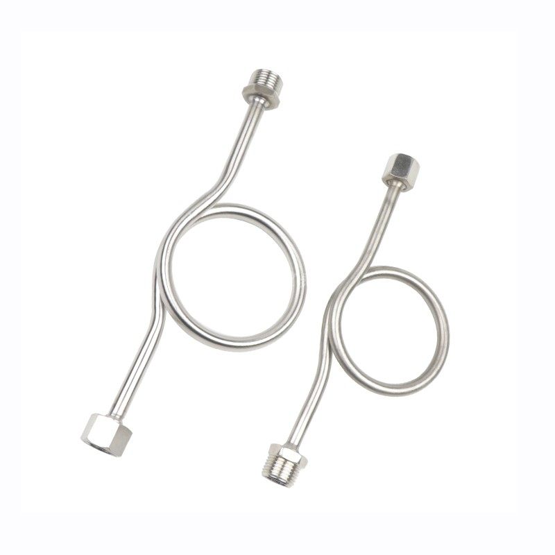 304不锈钢压力表缓冲管双头4分弯管加厚高压表弯蒸汽冷凝管异形管