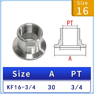 KF真空NW内丝接头16不锈钢PT快装RC螺纹G卡箍25卡扣40管件50法兰0