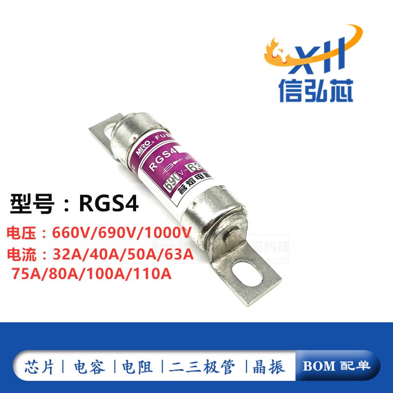 RGS4 660GH 32A 40A 55A 63A 80A 100A 125A快速熔断器690V保险丝 - 实物图