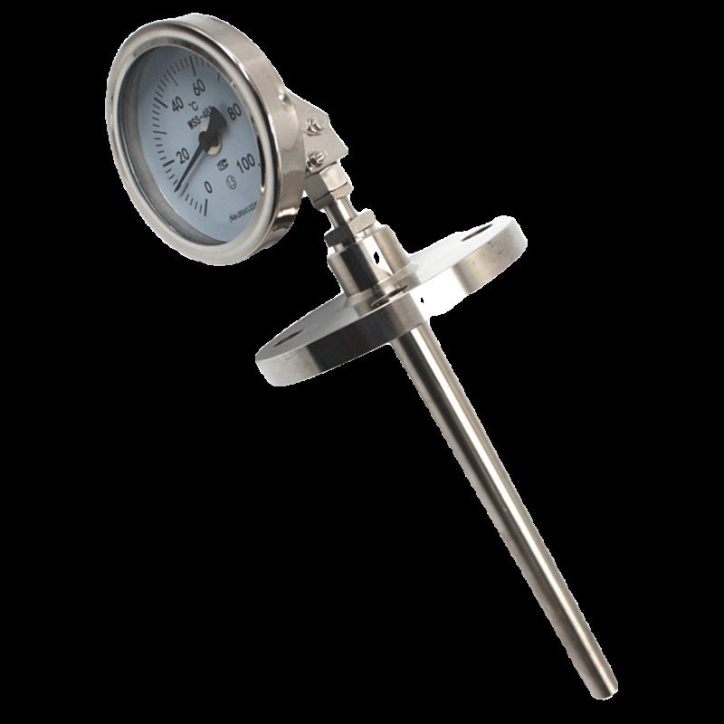 WSS-571 双金属温度计 10*350mm D0~150 表盘150 法兰连接dn2