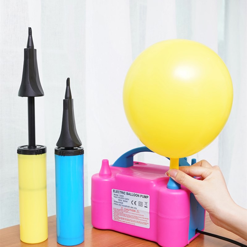 气球手动便携式手推式q电动充气机双孔充气泵吹气球打气筒气球充