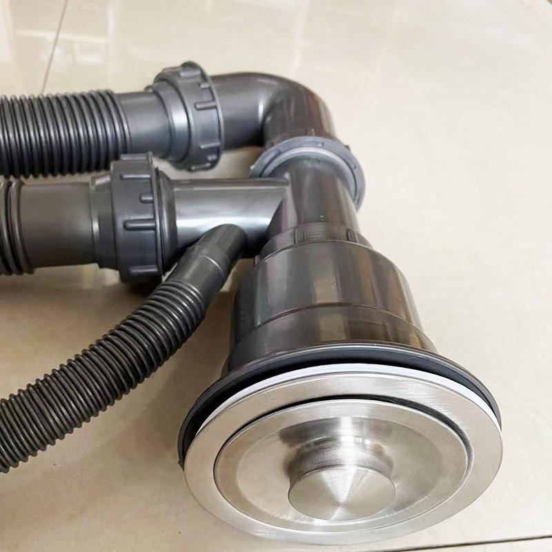 菜盆双槽不锈钢下水套装水池洗z碗池加粗加厚下水管下水器整套配