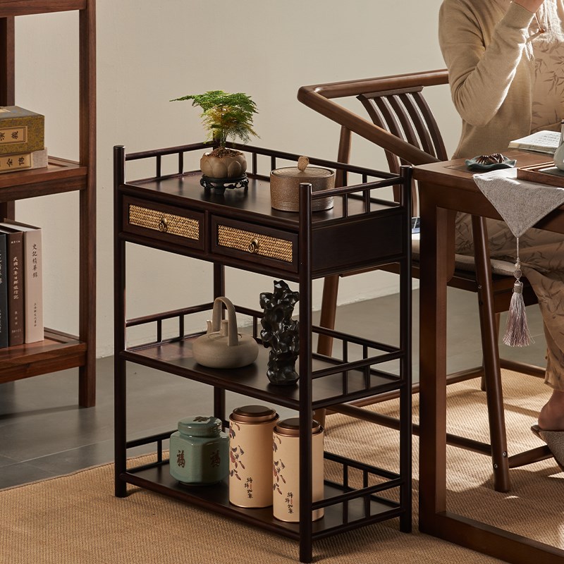 茶柜小型架d博古架茶架落地柜子中式茶边柜茶叶边柜茶桌侧边茶水