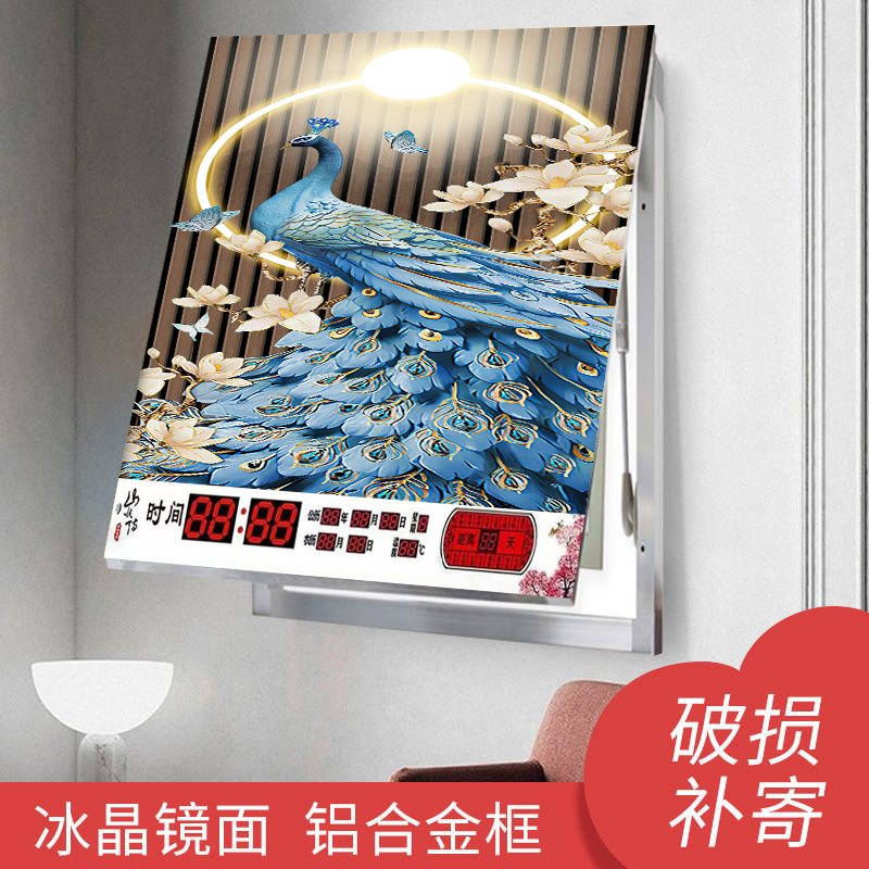 竖款电表箱万年历装饰画带钟表显示时间家用遮挡T闸箱总开关配电