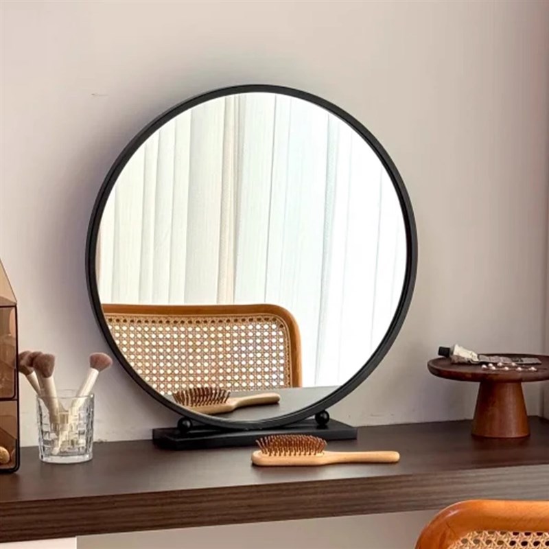 轻奢化妆镜圆形智能化妆镜卧室台式桌面高级化妆台大镜子化妆桌