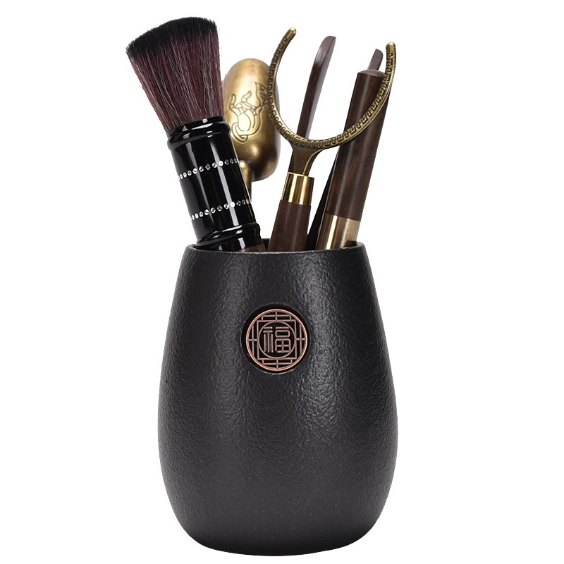 黑陶茶道六君子组合整套装茶桌上笔筒G收纳罐茶具配件轻奢泡茶工