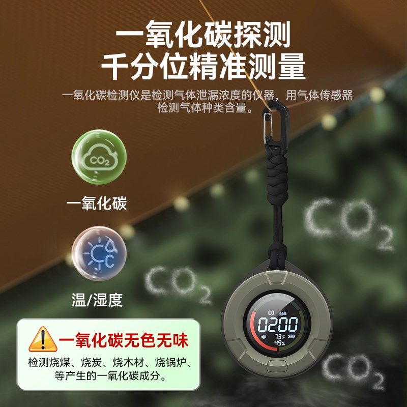 测小菲户外一氧化碳检测仪二氧化碳报警器二合一帐篷W车内煤烟警