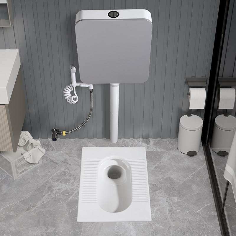 家用蹲便器蹲坑式水箱整套t防臭厕所卫生间蹲厕便池盆防溅虹吸防