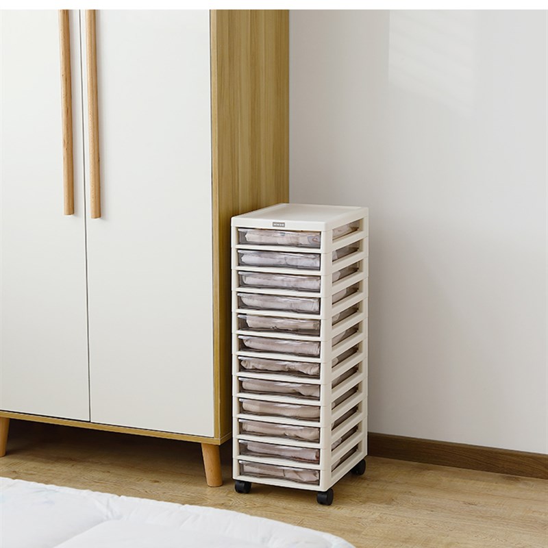 可移动落地式办公文件收纳盒A4多层透H明收纳柜抽屉式储物柜深浅