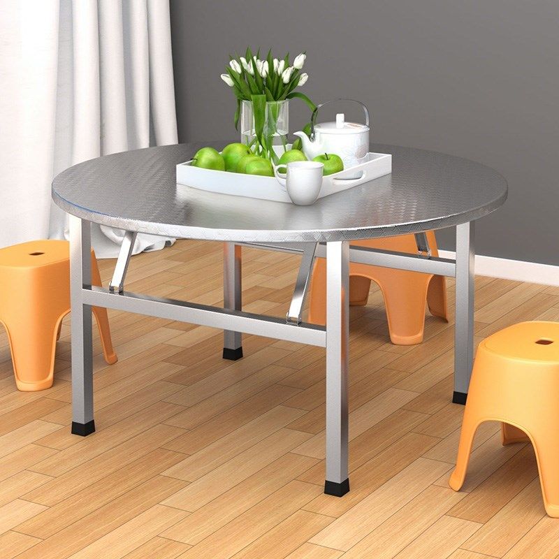 不锈钢特厚圆f形折叠桌便携式烧烤夜市简易餐桌户外收纳免安装家