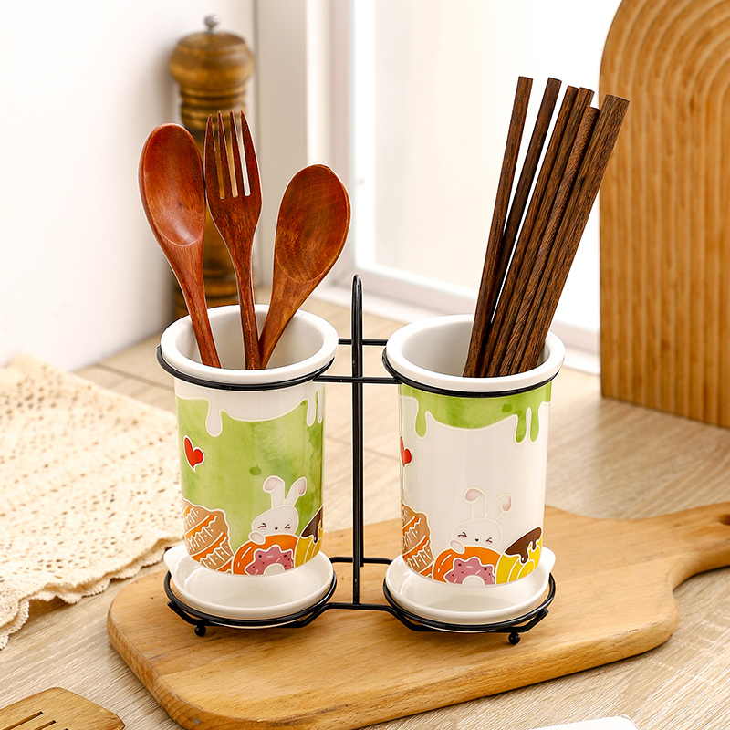 陶瓷筷子收纳盒厨房筷子笼壁挂式筷篓家用勺子筷子X筒餐具置物架
