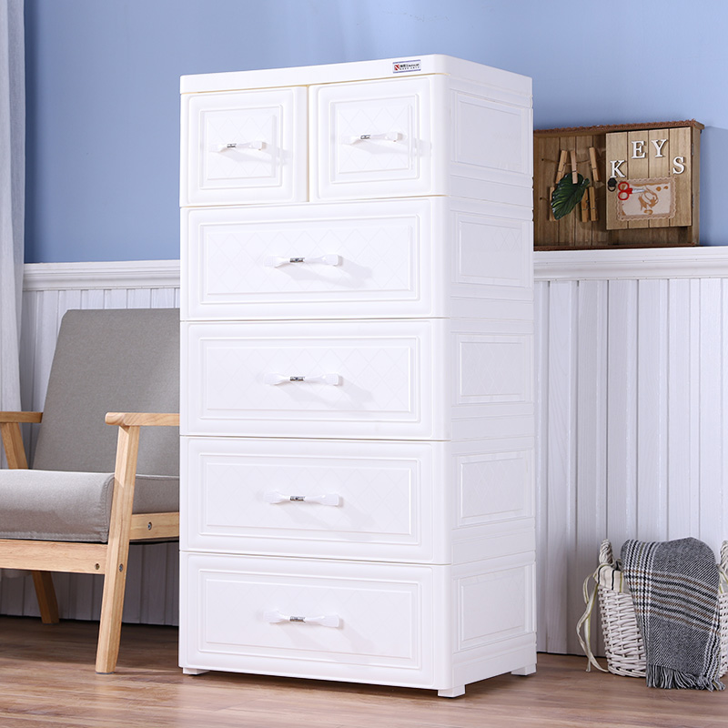 加厚欧式抽屉式收纳柜子塑料自由组合储物柜多功能简易Y家用五斗