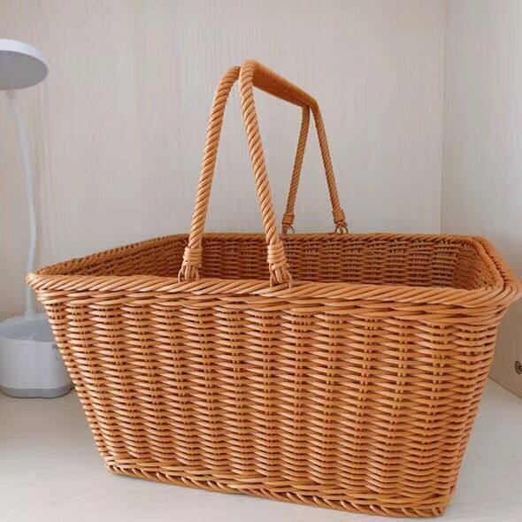 손에 들고 신을 숭배하는 파란색 휴대용 바구니 덮개가 있는 초대형 무덤 청소 바구니 식사 배달 바구니 다층 청명 목회