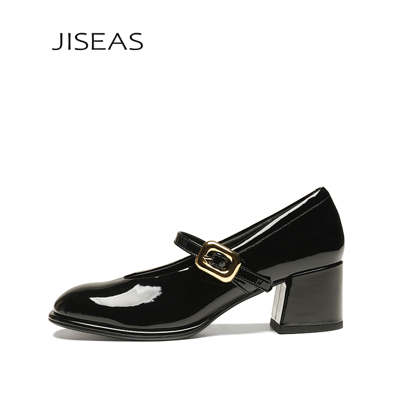 商场同款漆皮浅口法式玛丽珍女鞋