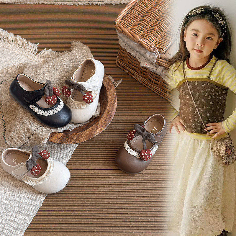 真皮女童小皮鞋2026春秋新款儿童软底豆豆鞋洋气小女孩公主鞋单鞋